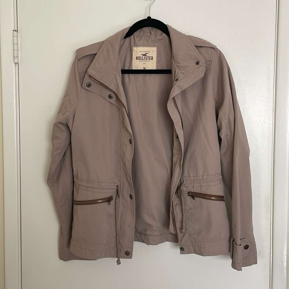 Trench Coat Jacket, Tan, Hollister Women’s Medium Excellent Condition